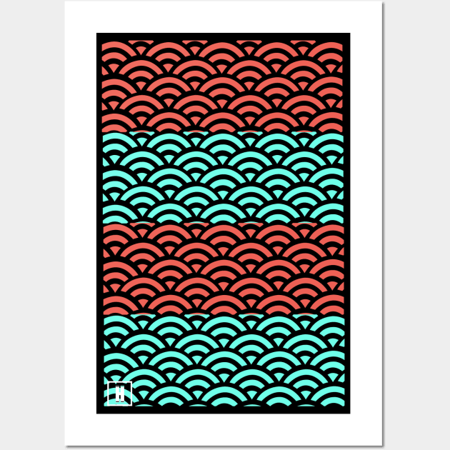 Retro Japanese Clouds Pattern RE:COLOR 22 Wall Art by HCreatives